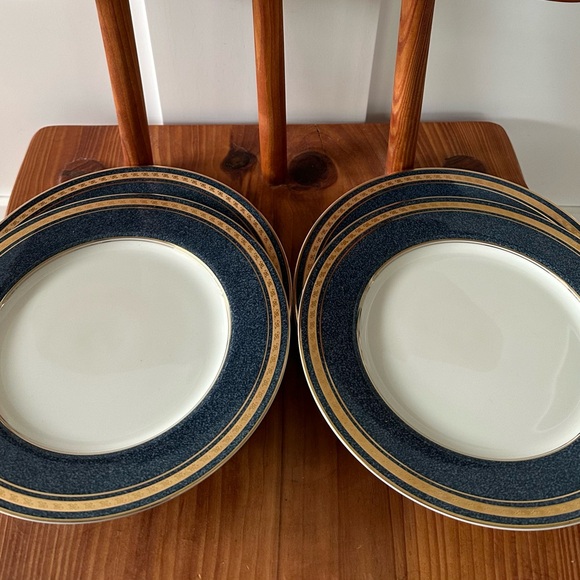 Set of 4 Mikasa Imperial Lapis Grande Ivory 7.5" Salad Plate Blue Gold - Picture 3 of 6